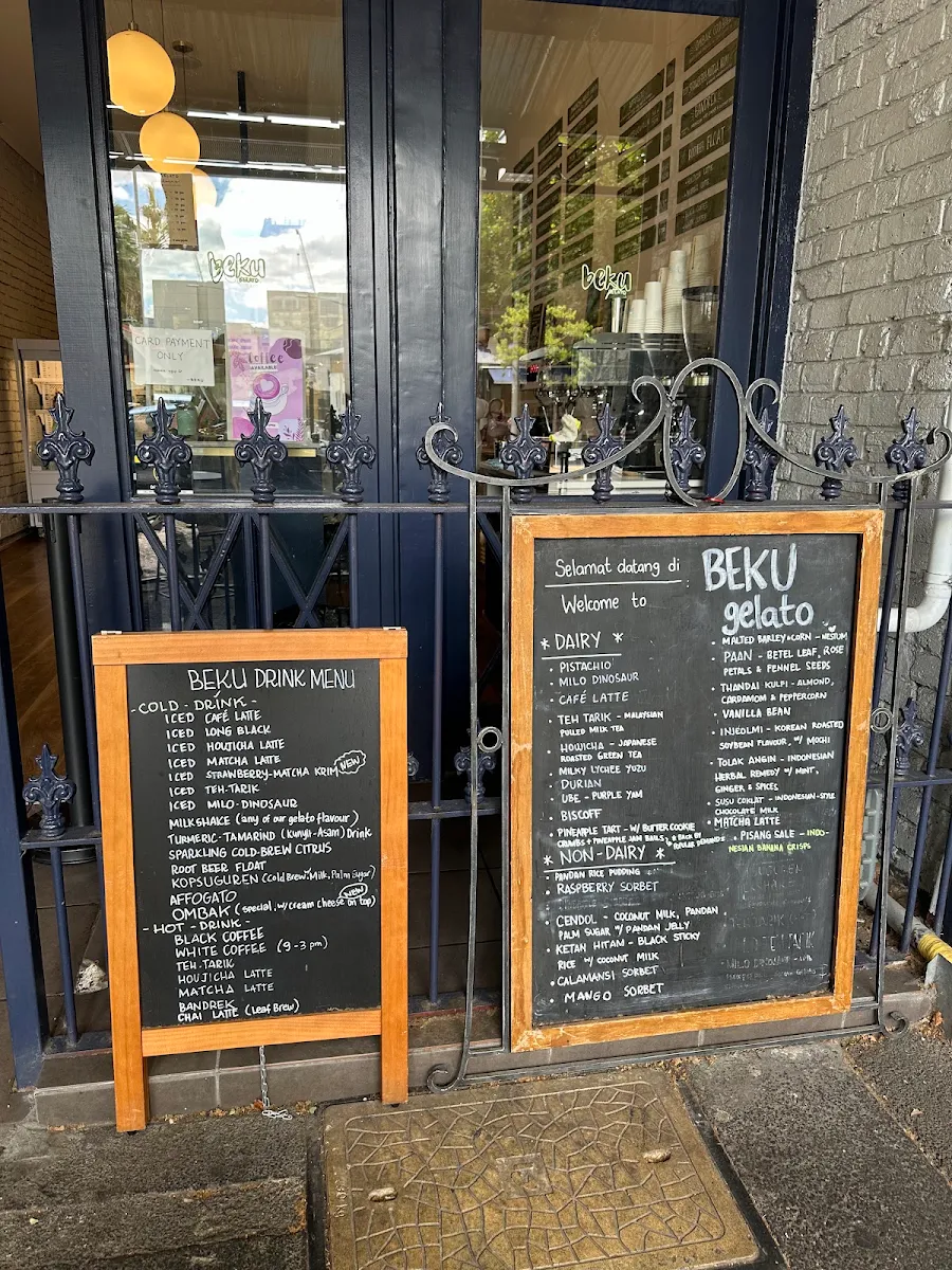 Menu, Bekù Gelato - Carlton