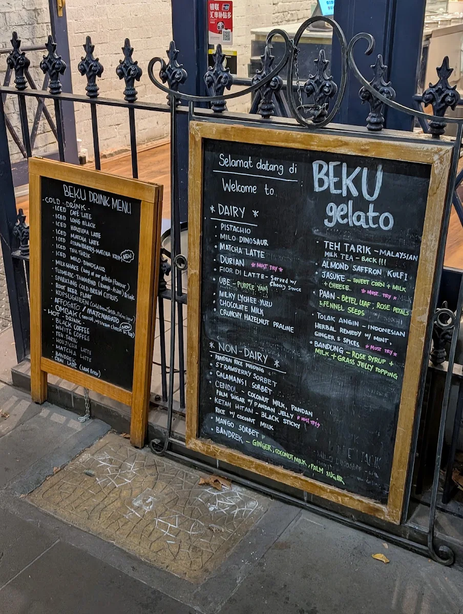 Menu, Bekù Gelato - Carlton