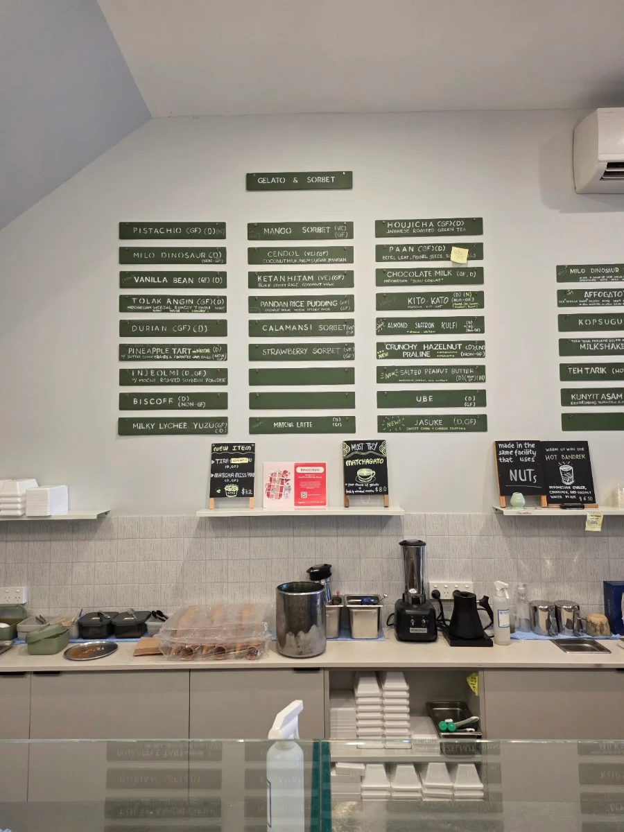 Menu, Bekù Gelato - Carlton