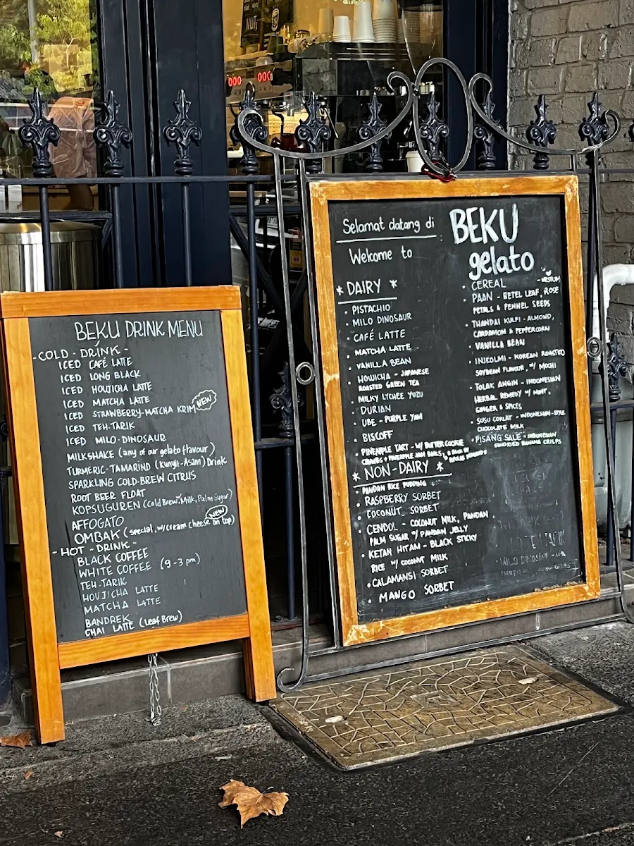 Menu, Bekù Gelato - Carlton