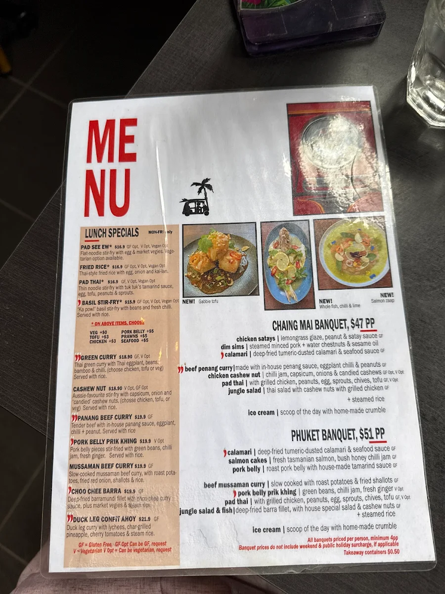 Menu, Tuk Tuk Restaurant & Bar