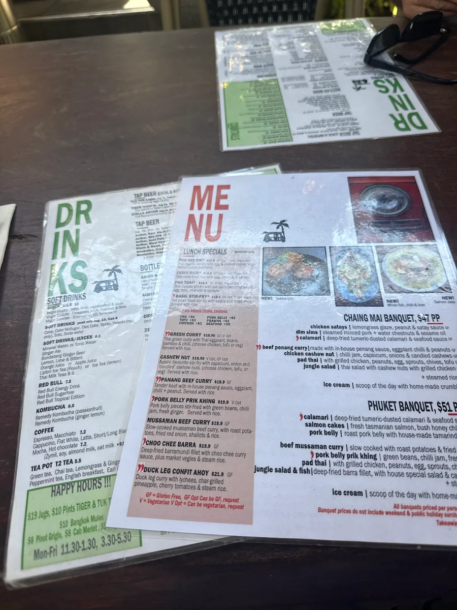 Menu, Tuk Tuk Restaurant & Bar