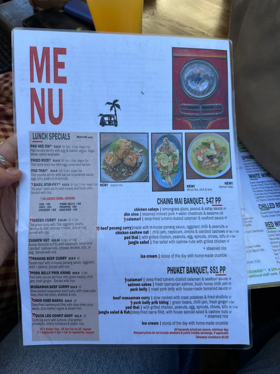 Menu, Tuk Tuk Restaurant & Bar