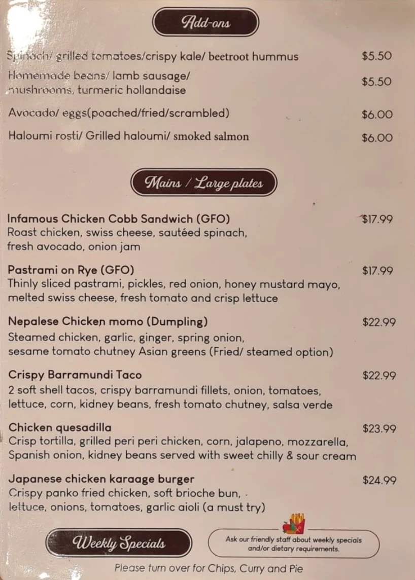 Menu, Loveon Cafe