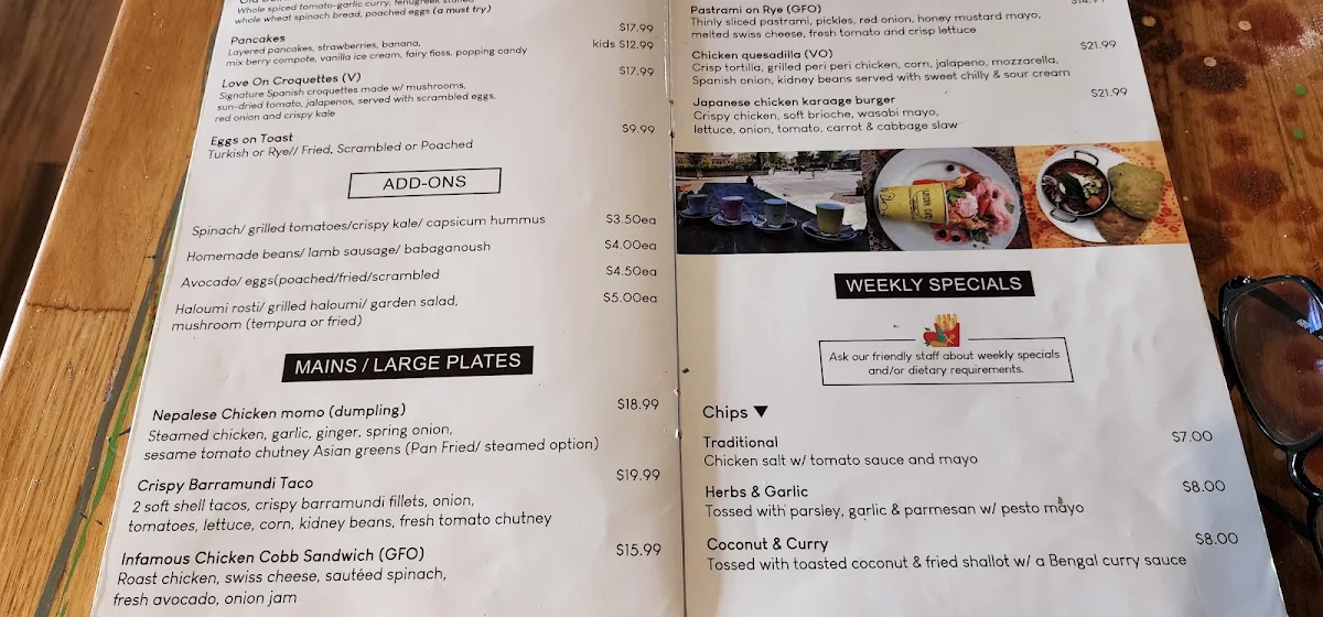 Menu, Loveon Cafe