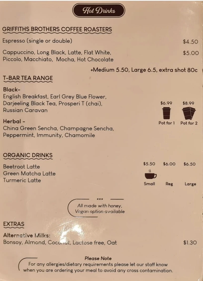 Menu, Loveon Cafe