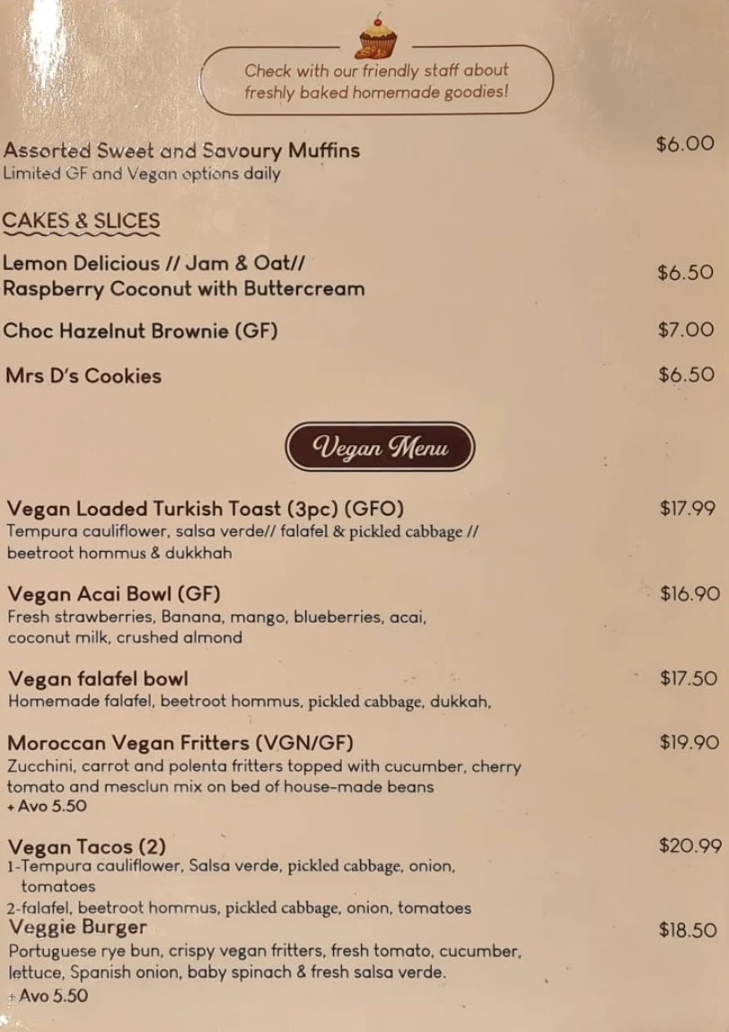 Menu, Loveon Cafe