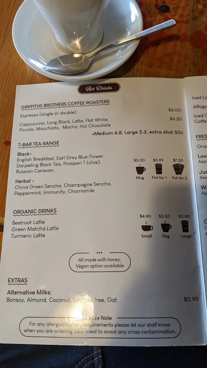 Menu, Loveon Cafe