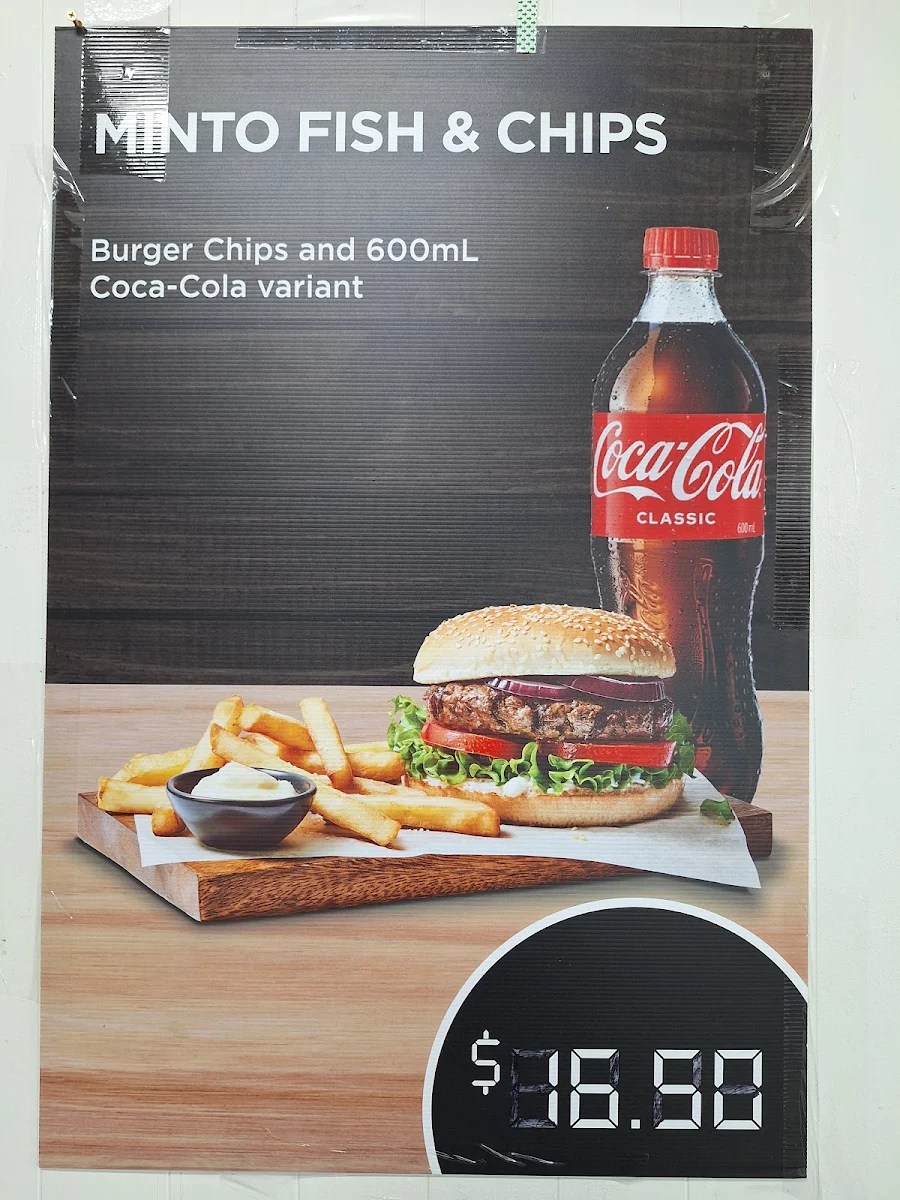 Menu, Minto Fish and chips