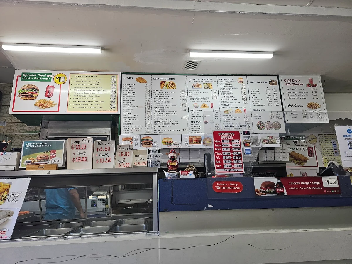 Menu, Minto Fish and chips