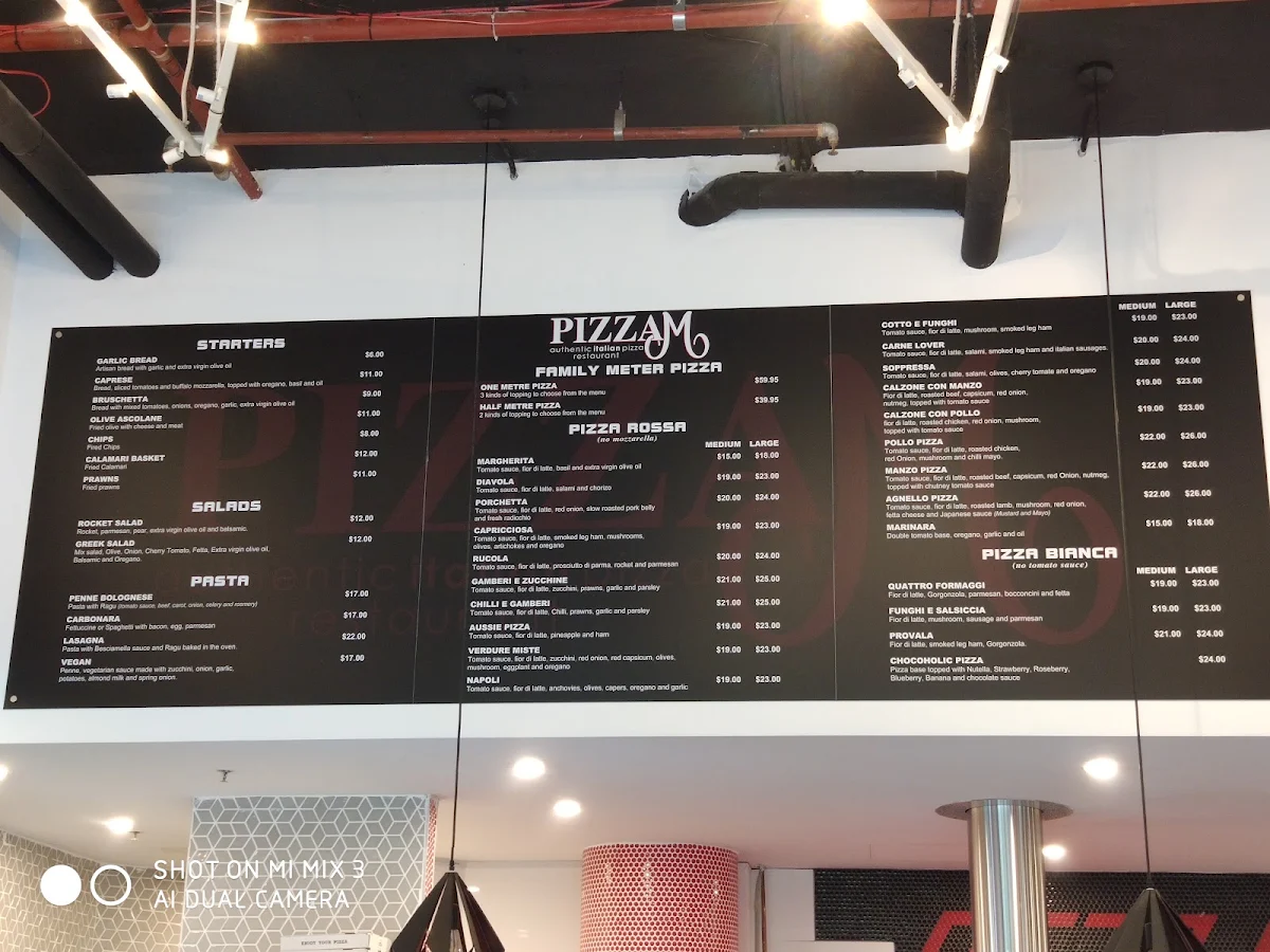 Menu, Pizza M