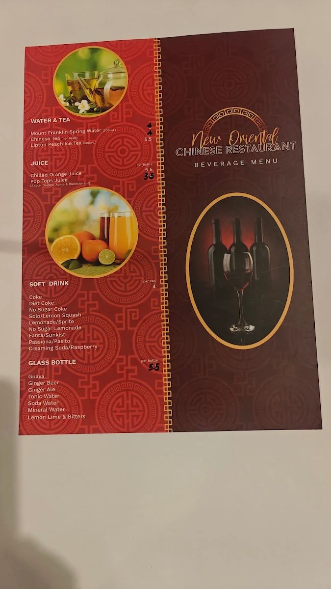 Menu, New Oriental Chinese Restaurant