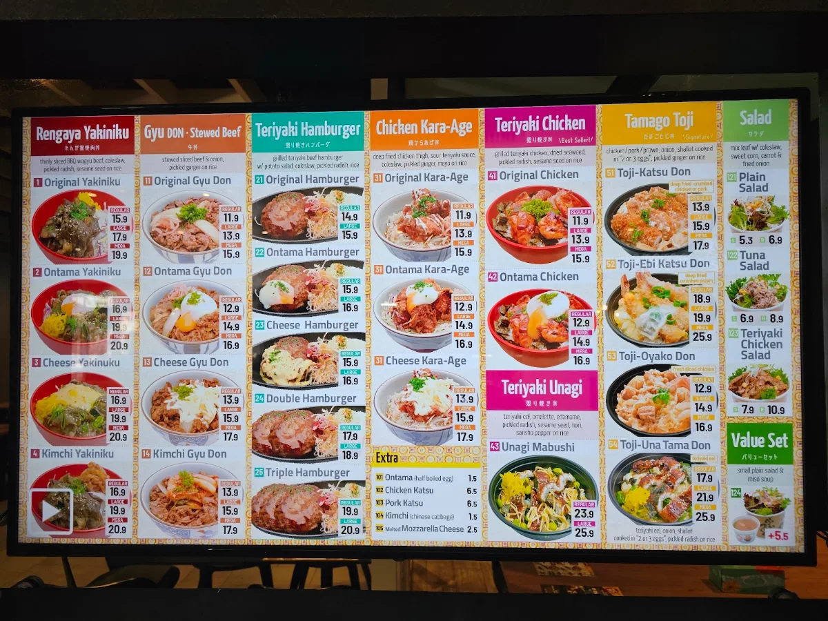 Menu, Oiden Burwood