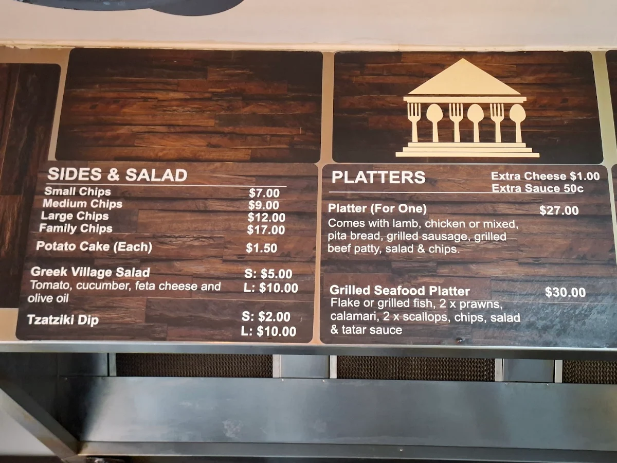Menu, Peter Rita Souvlaki Bar
