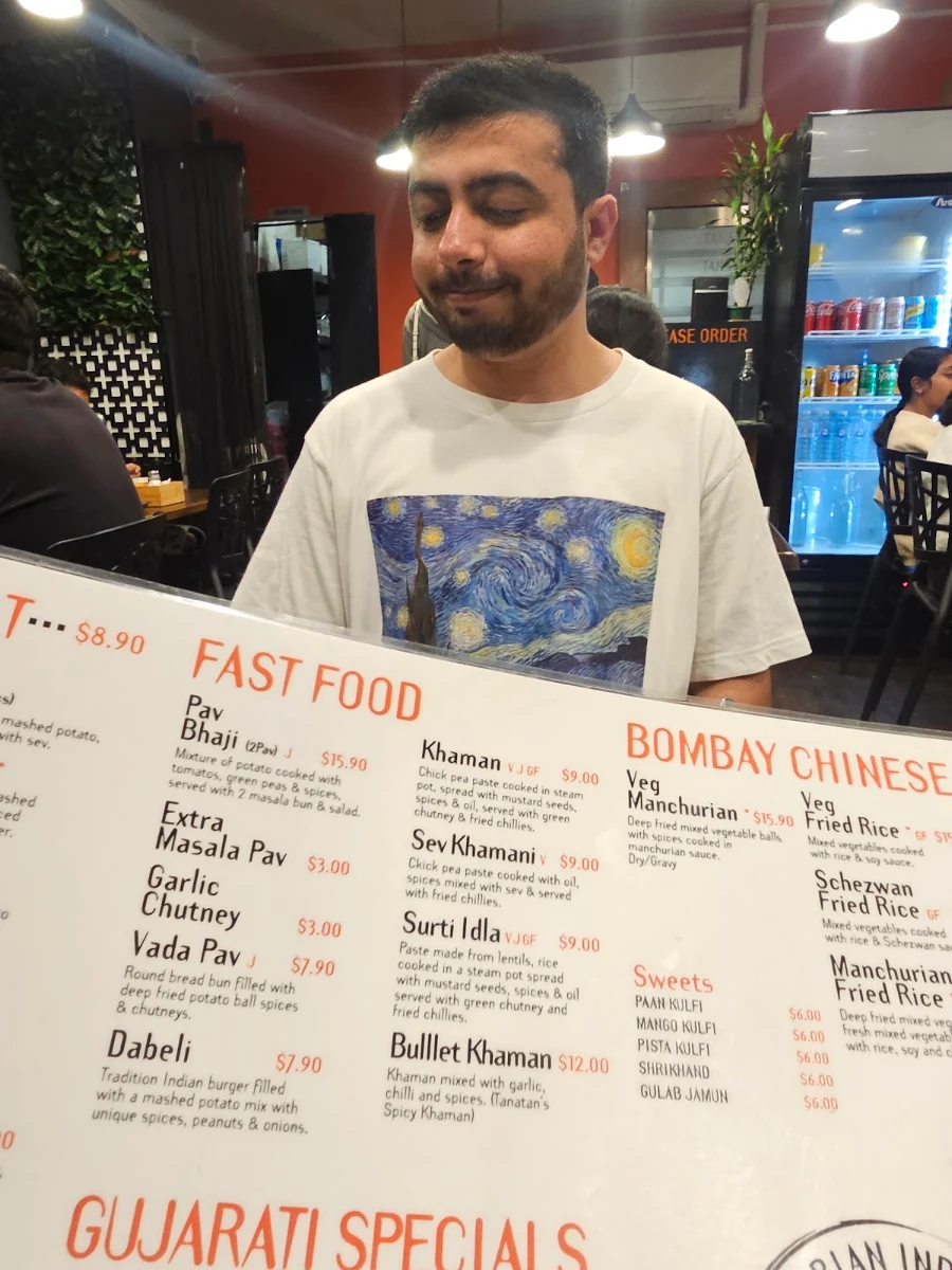 Menu, Tanatan Indian Cuisine
