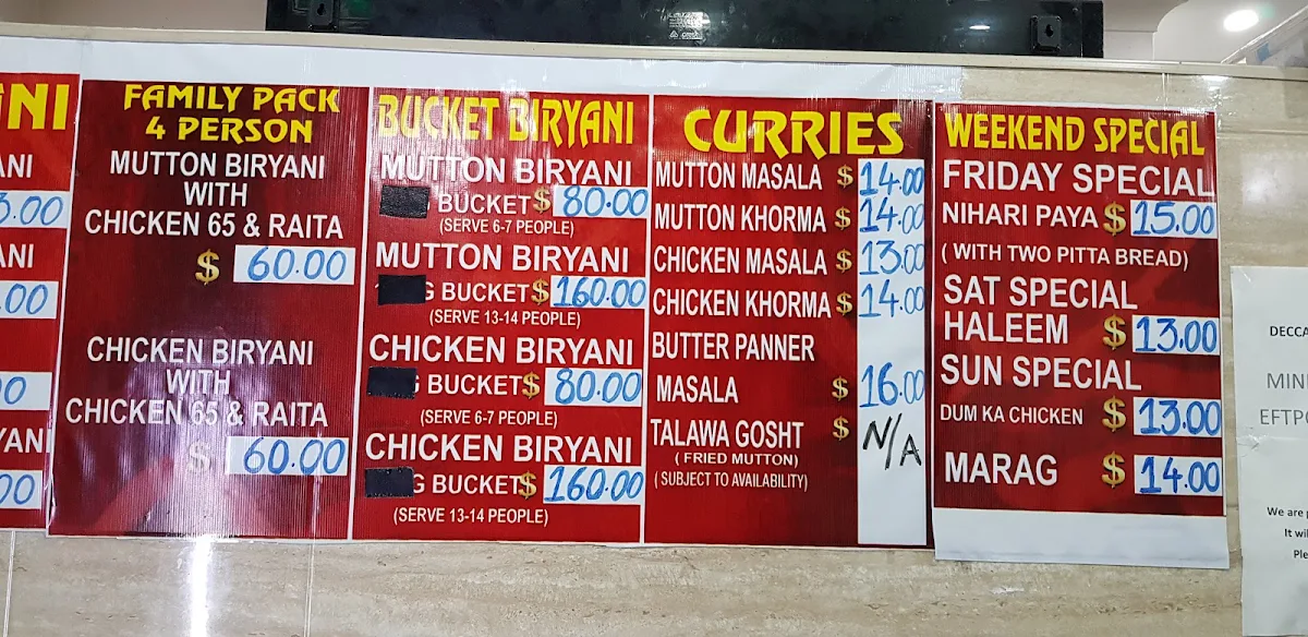 Menu, DECCAN FLAVOURS