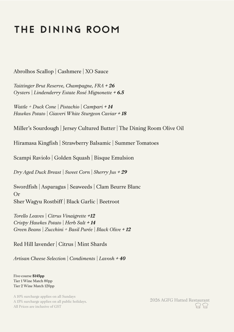 Menu, The Dining Room