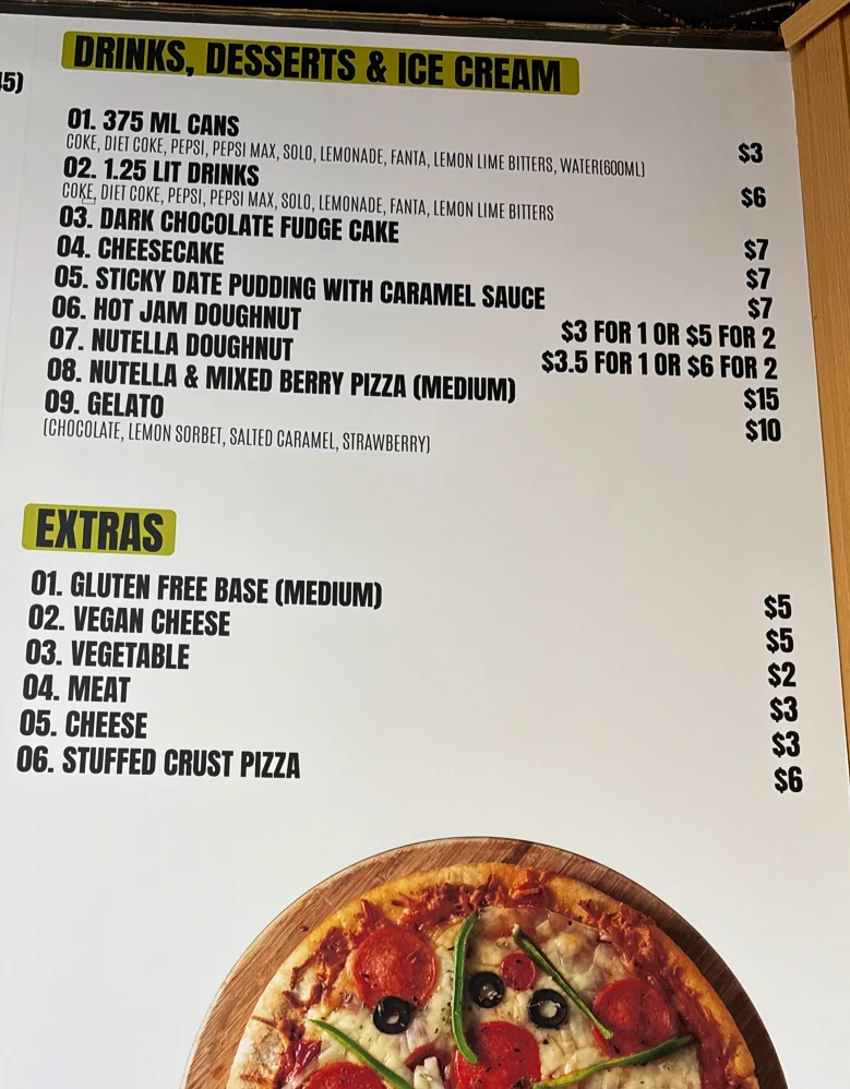 Menu, Olive and Pineapple- Best pizza's in Frankston