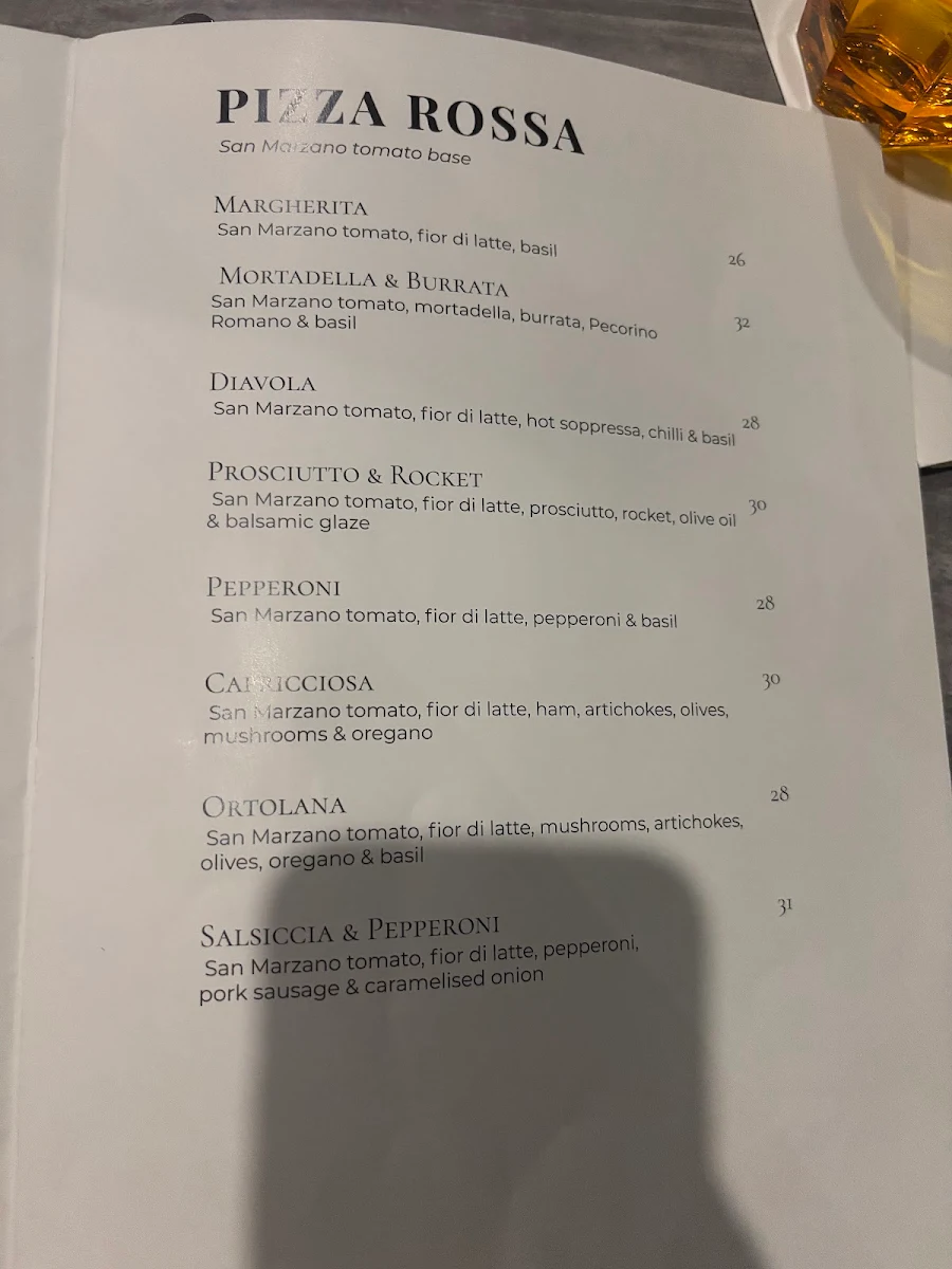 Menu, Gabriella's Pizzeria