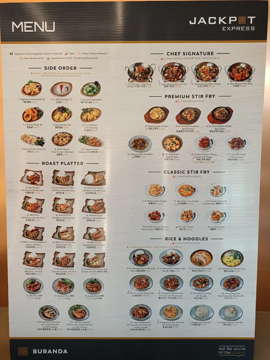 Menu, Jackpot Express