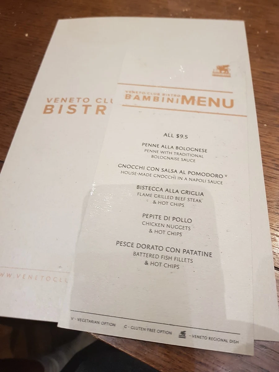 Menu, Veneto Club