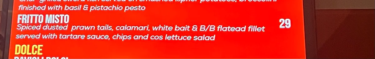 Menu, Veneto Club