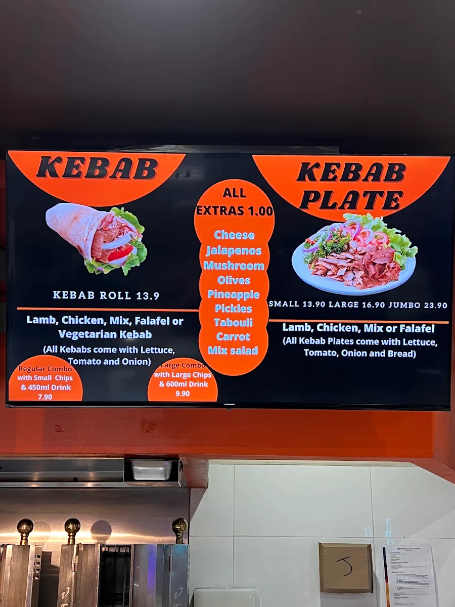 Menu, Kebab Zone And Charcoal Chicken