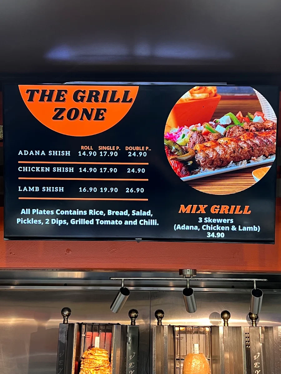 Menu, Kebab Zone And Charcoal Chicken