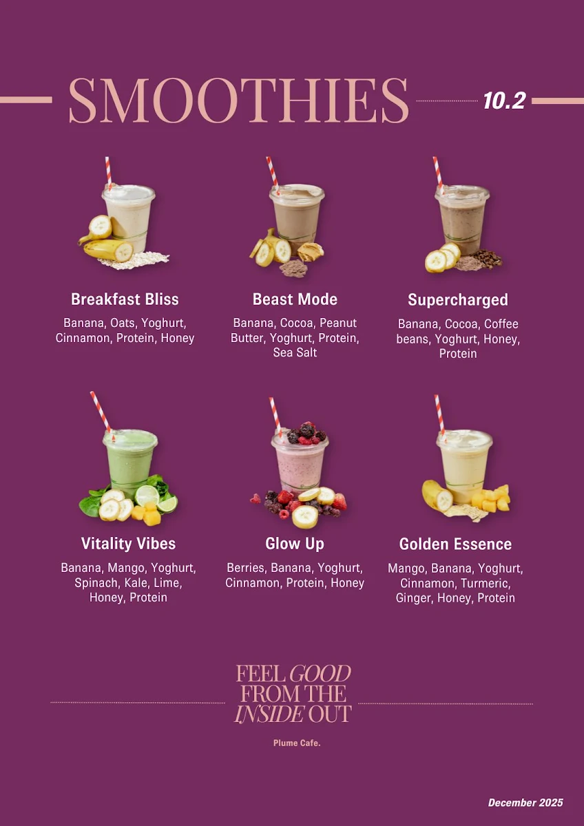 Menu, Plume Cafe