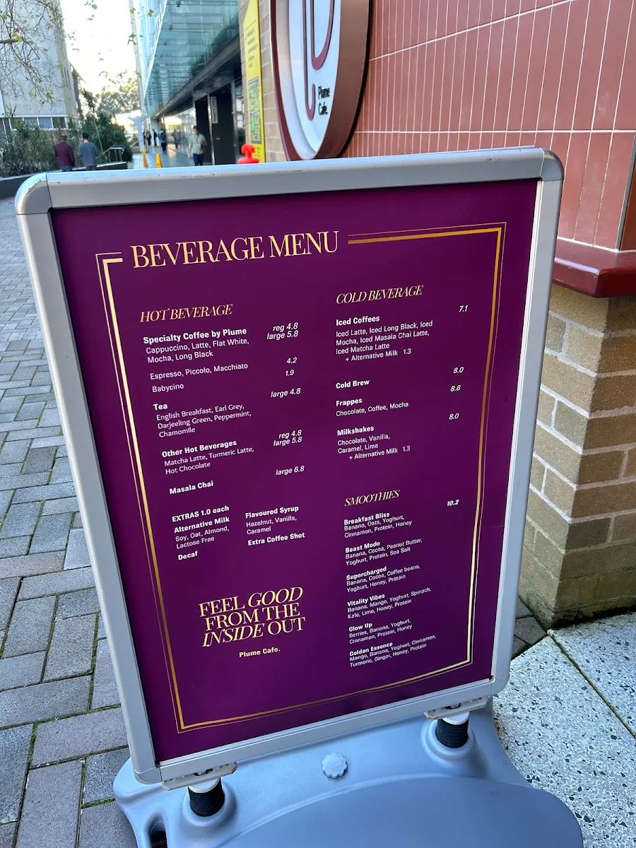 Menu, Plume Cafe