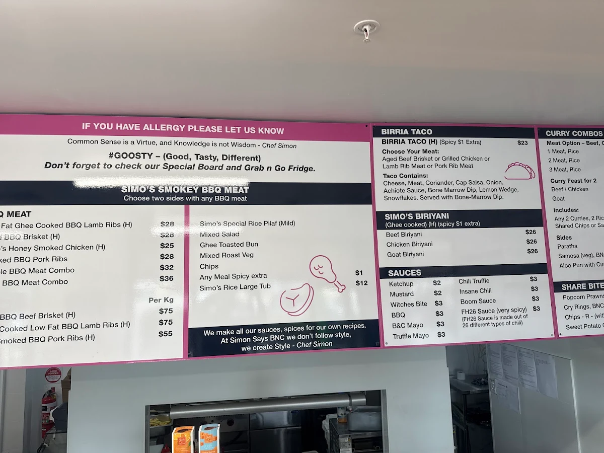 Menu, Simon Says