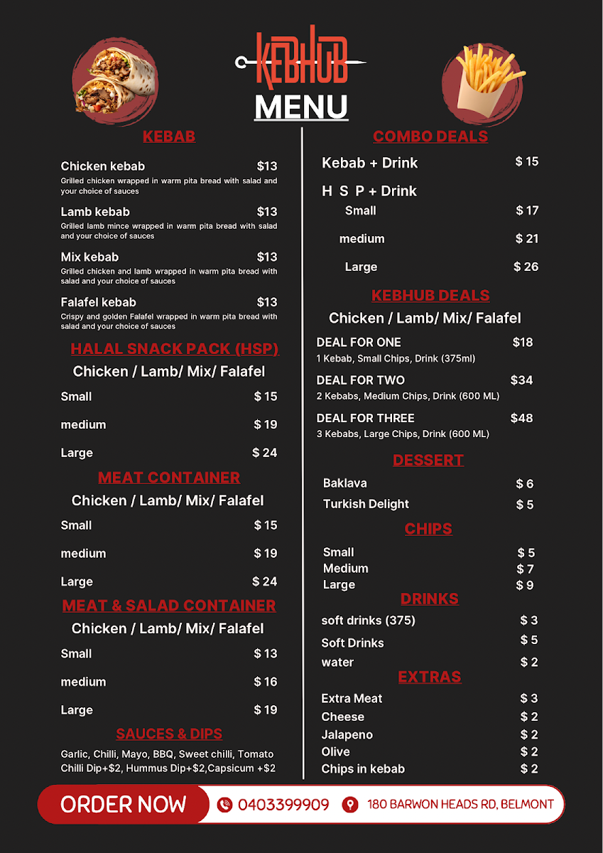 Menu, KEBHUB