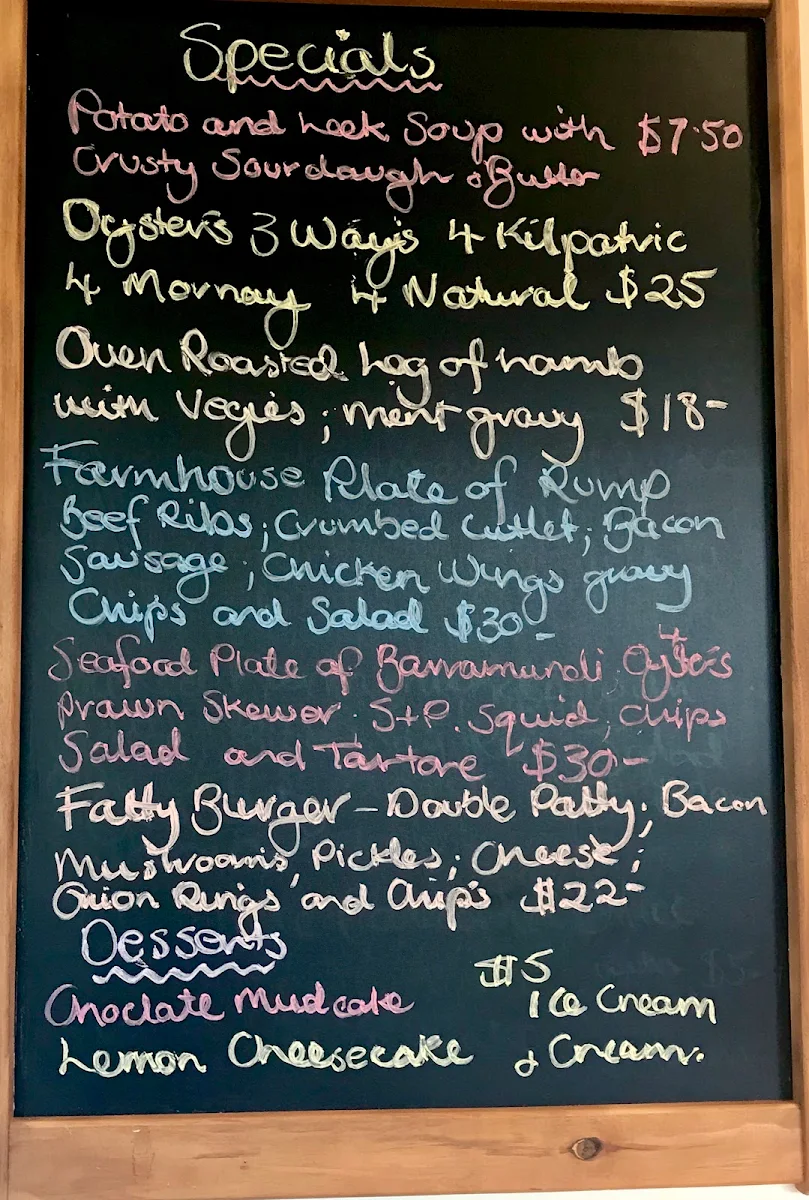 Menu, Fairway 2307 Shortland Waters Bistro
