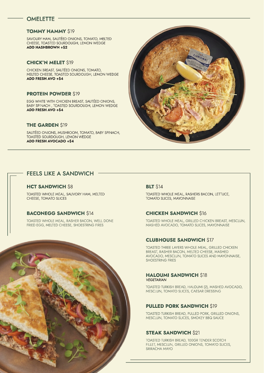 Menu, Gemera Cafe