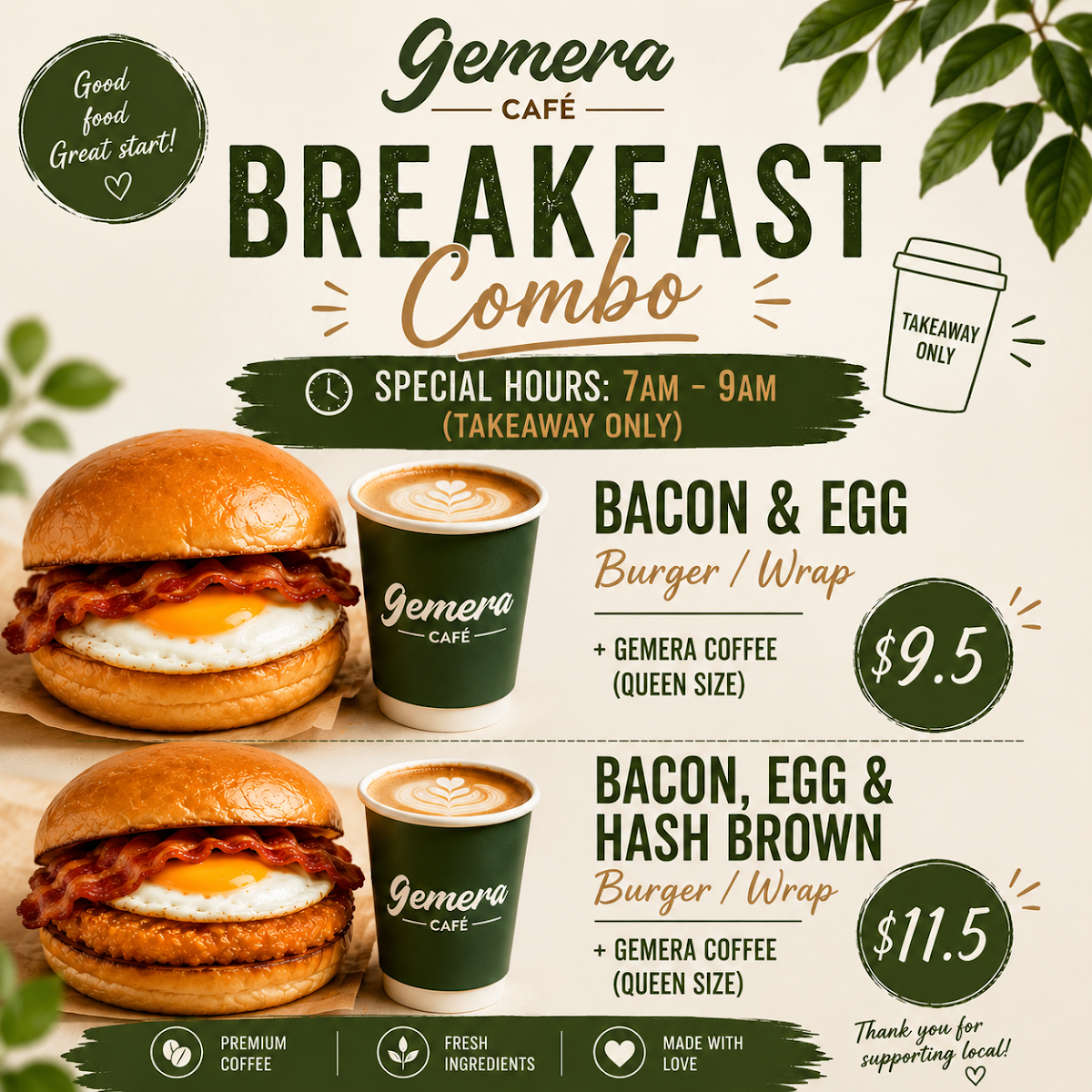 Menu, Gemera Cafe
