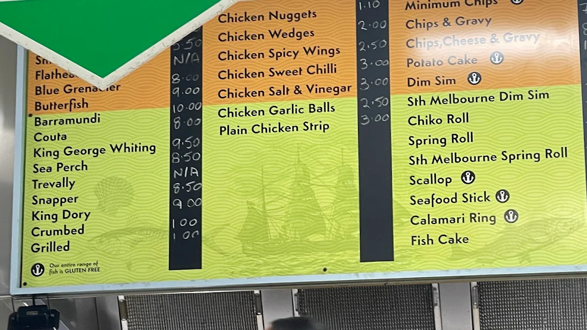 Menu, Wallan Fish & Chips