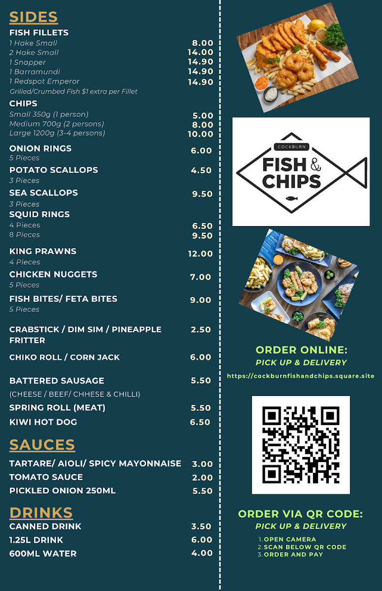 Menu, Cockburn Fish and Chips