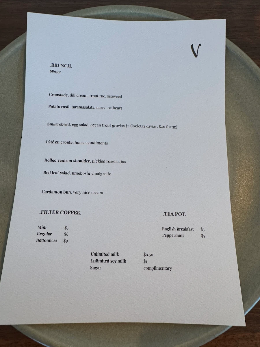 Menu, Restaurant Venner
