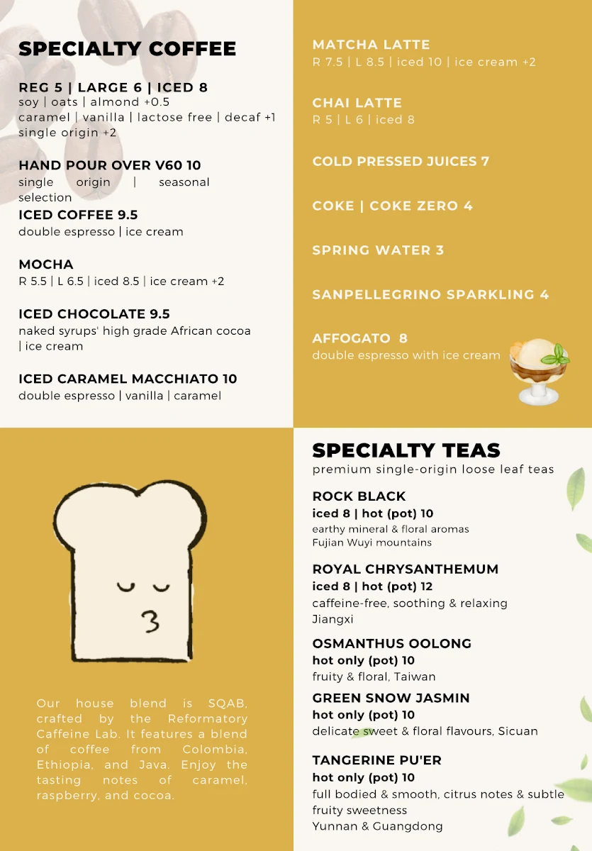 Menu, C'est Bon Toastie Cafe