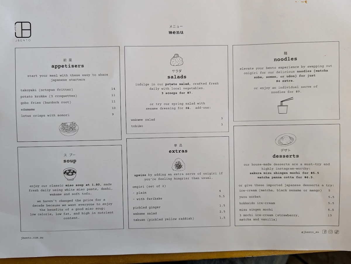 Menu, JBento