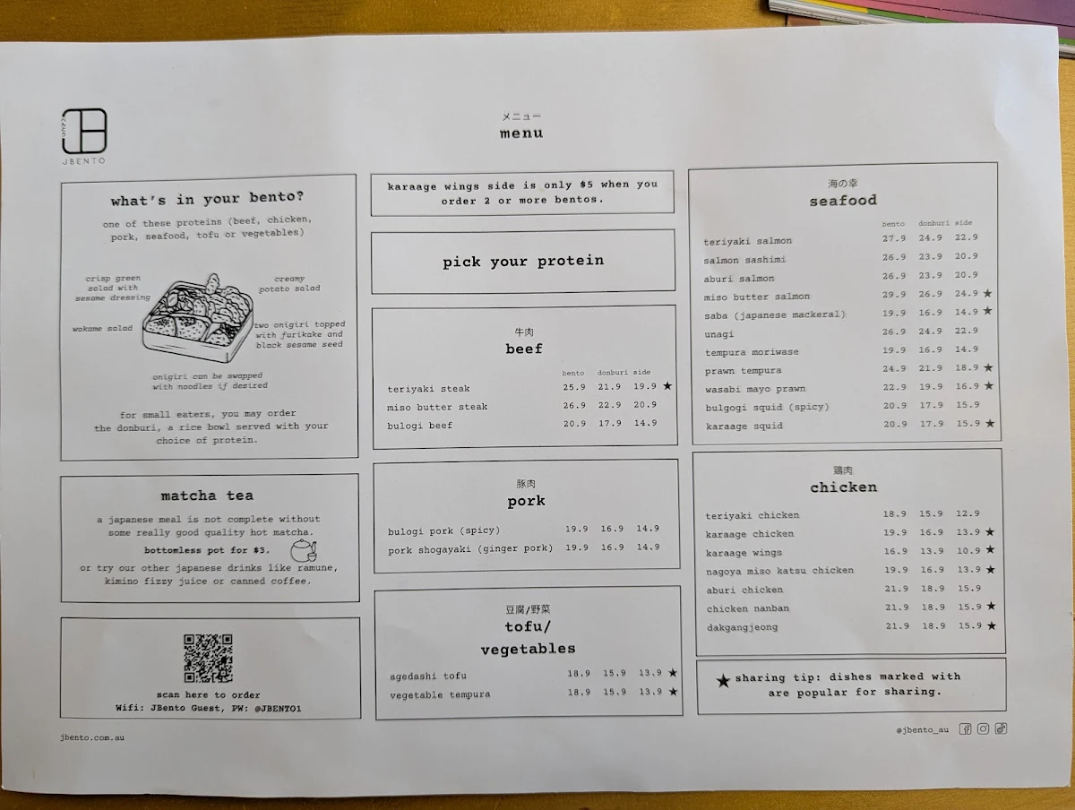 Menu, JBento