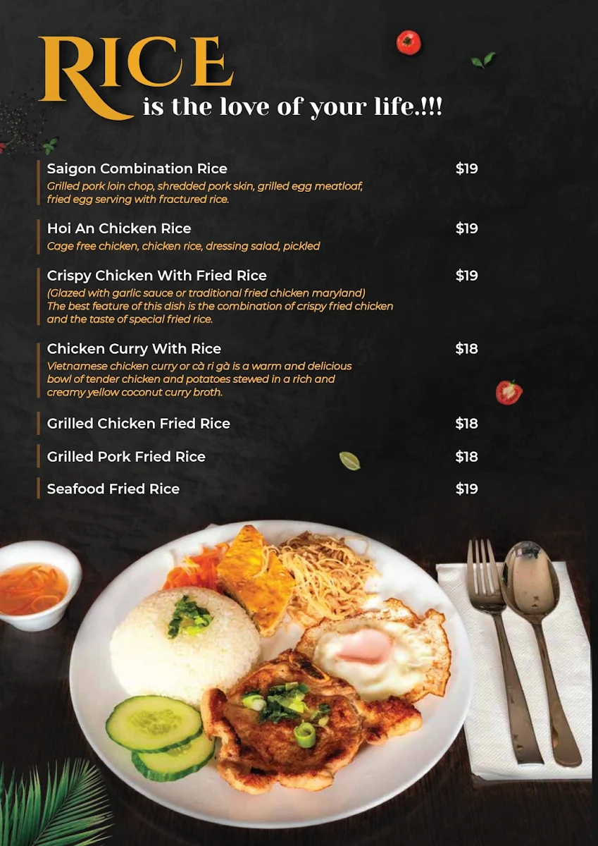 Menu, Rice Rhythm restaurant