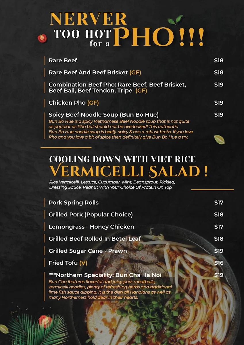 Menu, Rice Rhythm restaurant