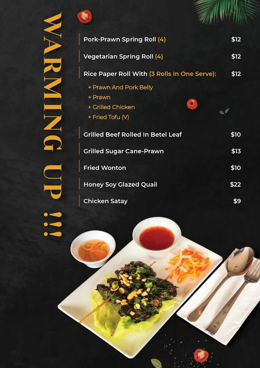 Menu, Rice Rhythm restaurant