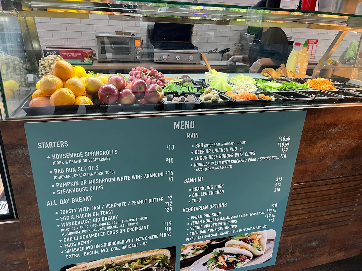 Menu, Wanderlust cafe