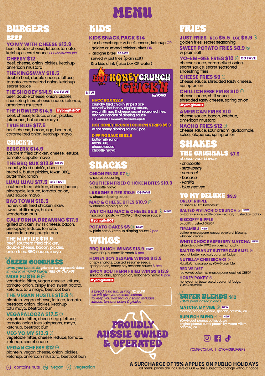 Menu, YOMG Elanora