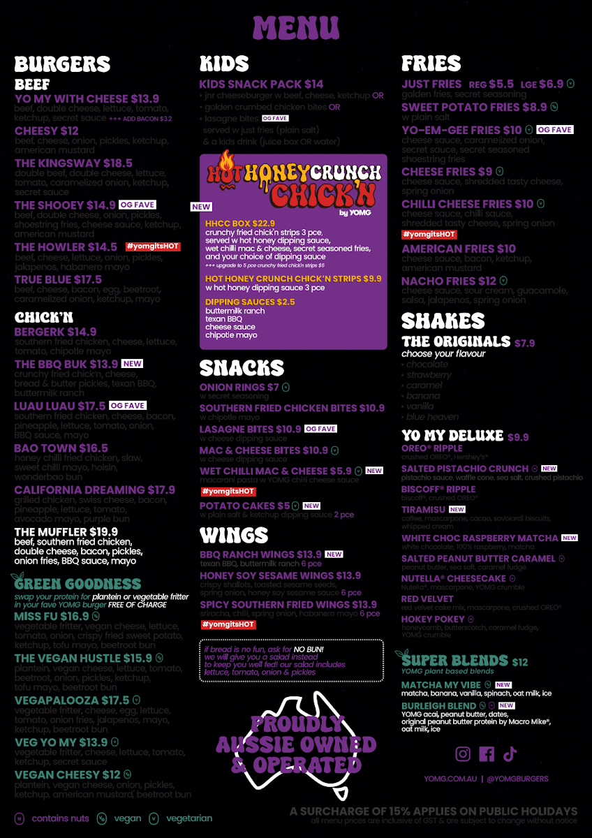Menu, YOMG Elanora