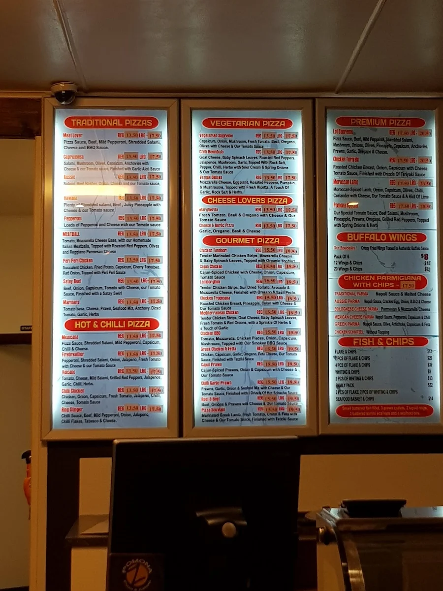 Menu, Pomona Pizza and Eats