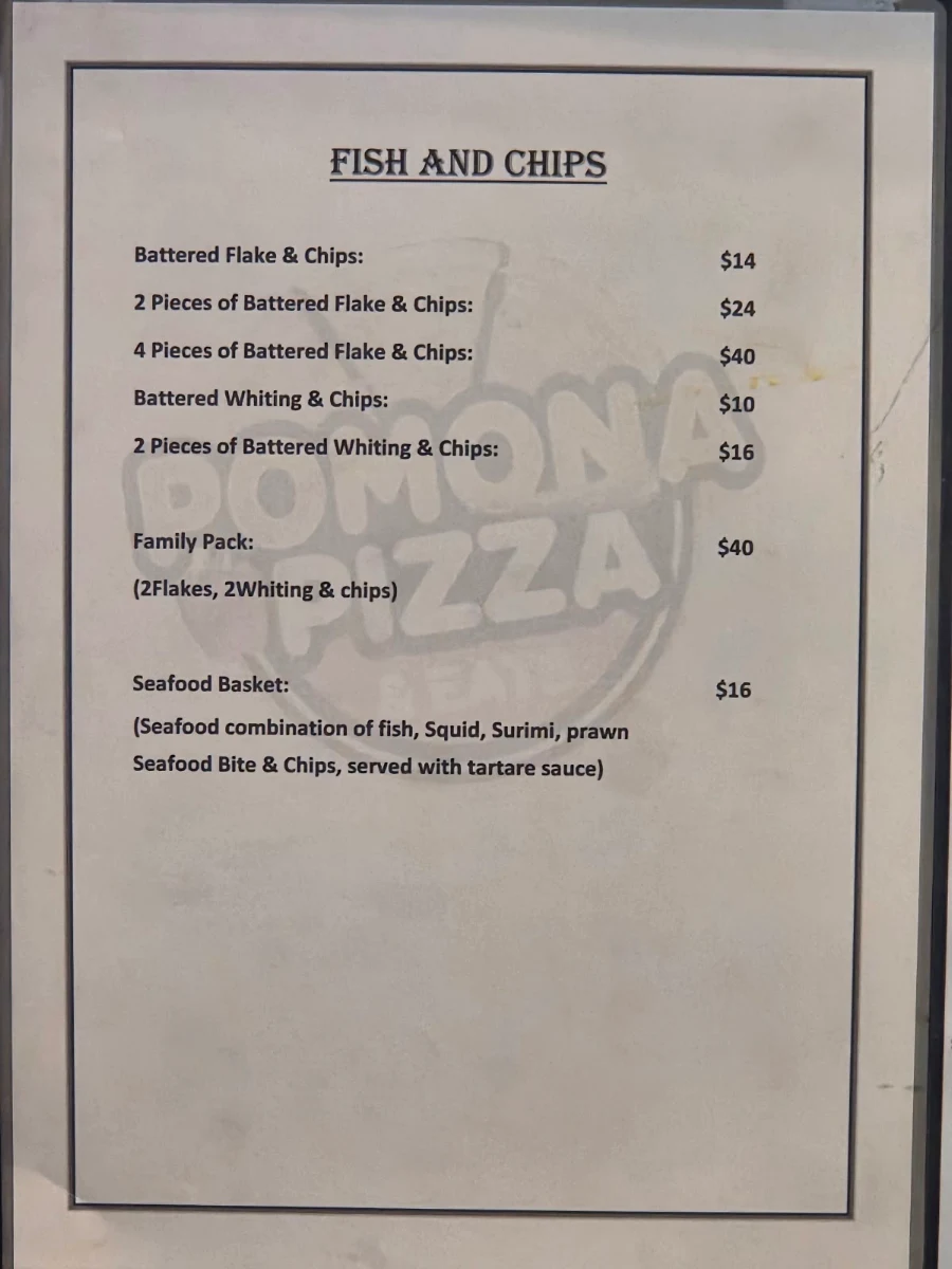 Menu, Pomona Pizza and Eats
