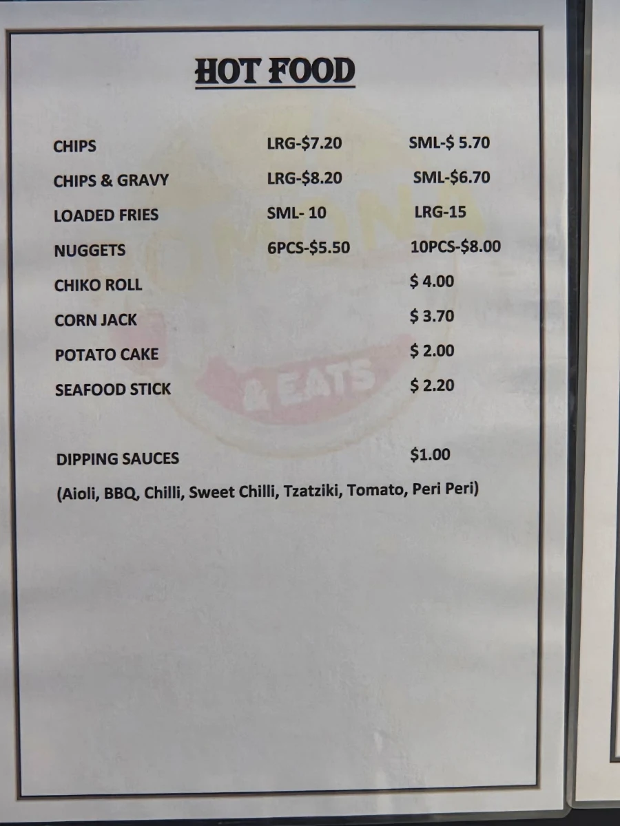 Menu, Pomona Pizza and Eats